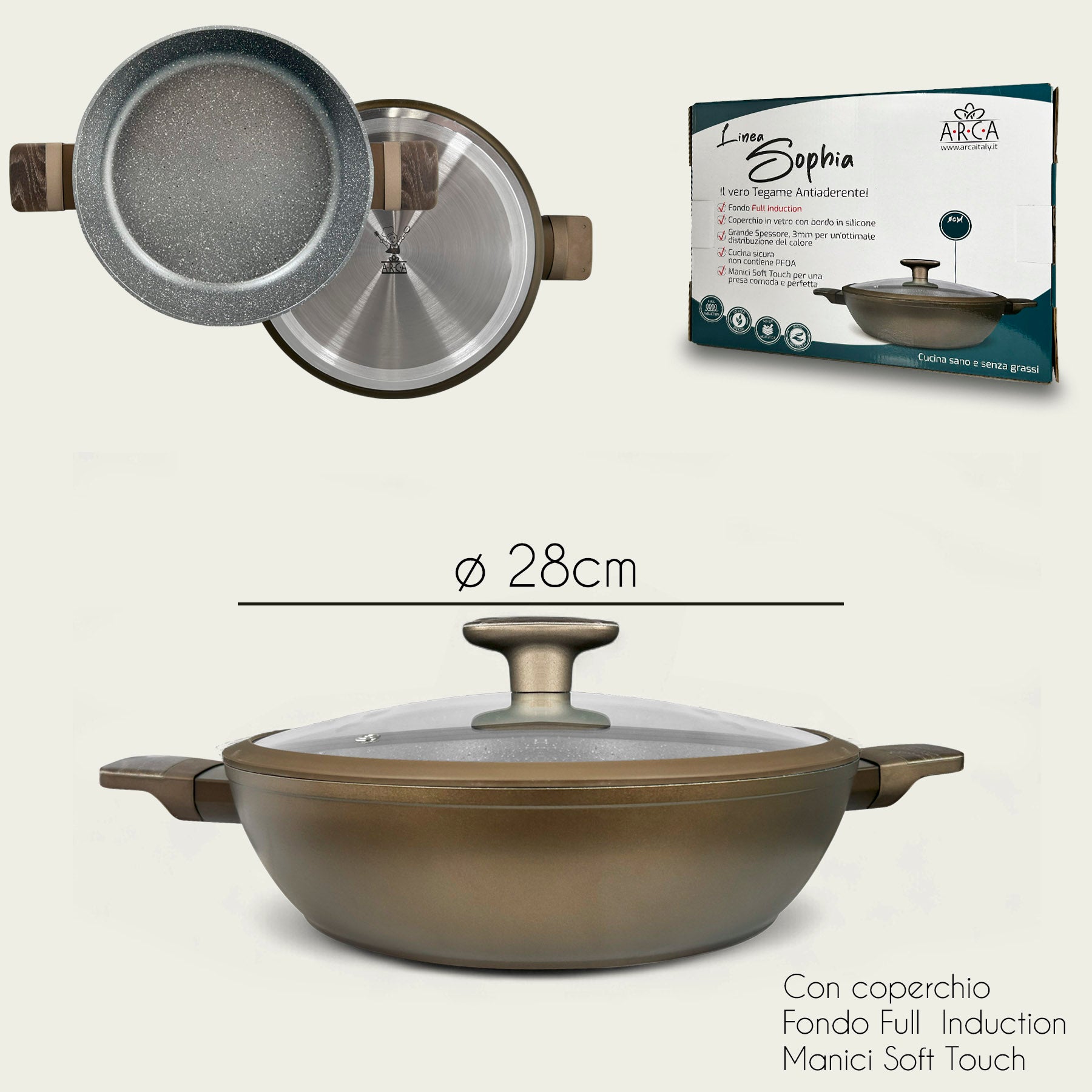 ARCA TEGAME C/COP SOPHIA 28CM