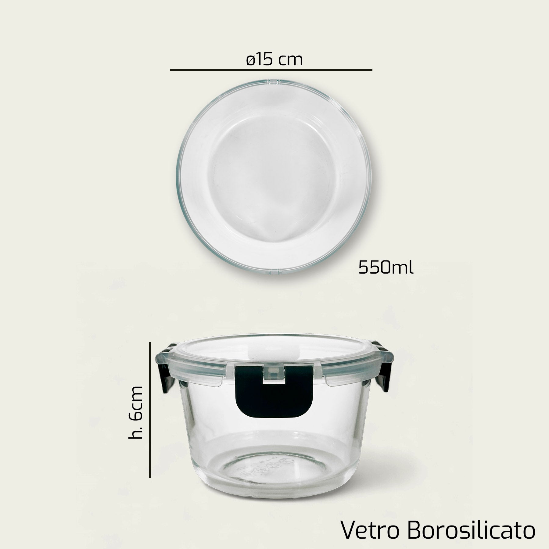 ARCA CONTENITORE VETRO TONDO 15CM H.6