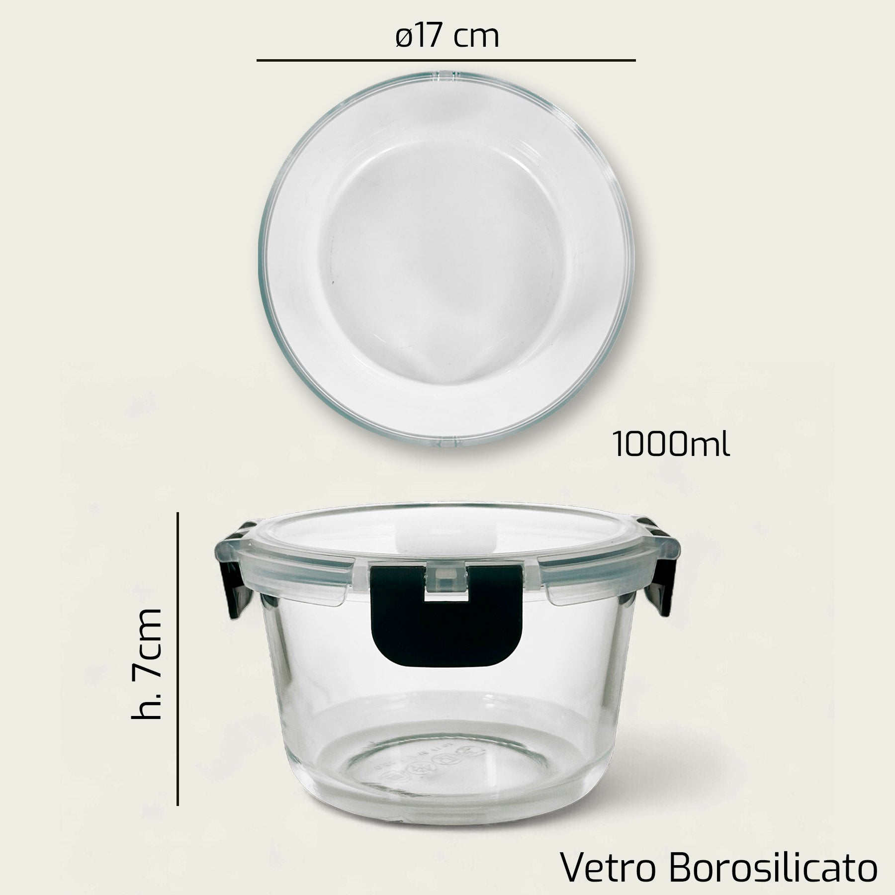 ARCA CONTENITORE VETRO TONDO 17CM H.6,5