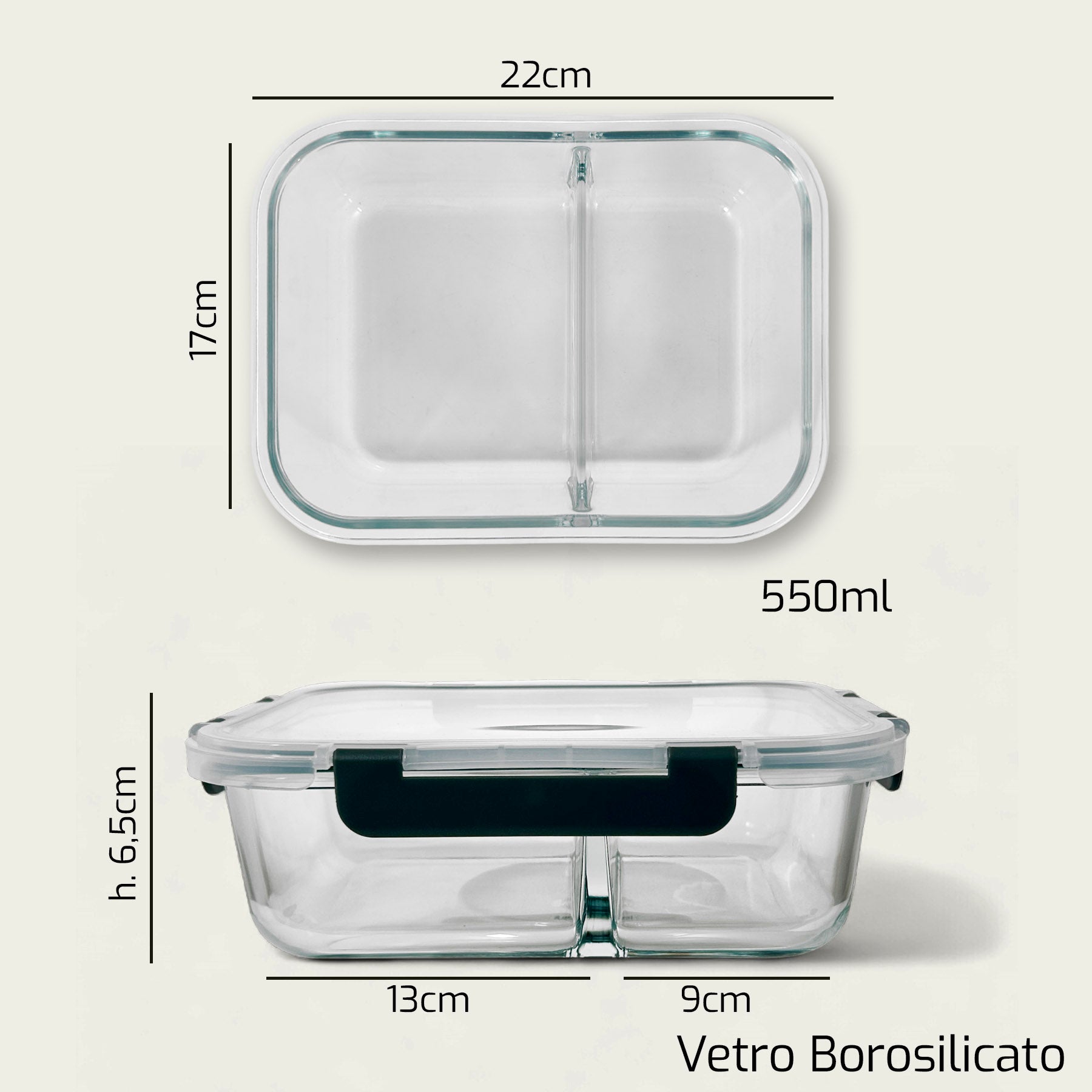 ARCA CONTENITORE VETRO RETT 22X16CM H.6