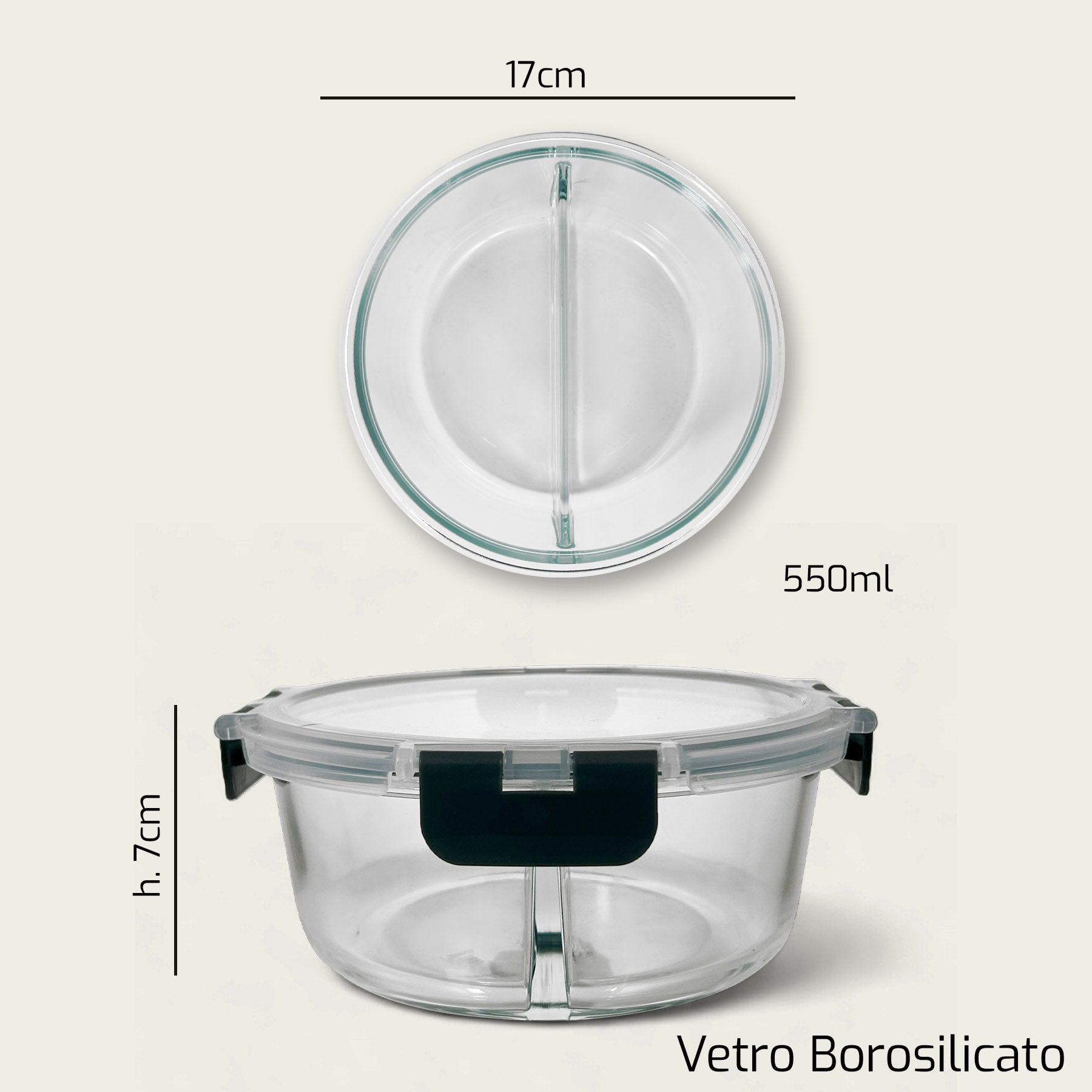 ARCA CONTENITORE VETRO TONDO 17CM H.7