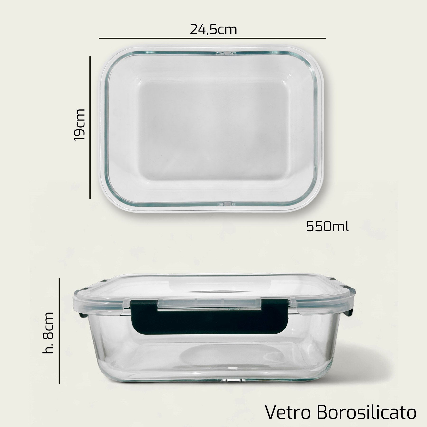 ARCA CONTENITORE VETRO RETT 24X19CM H.7