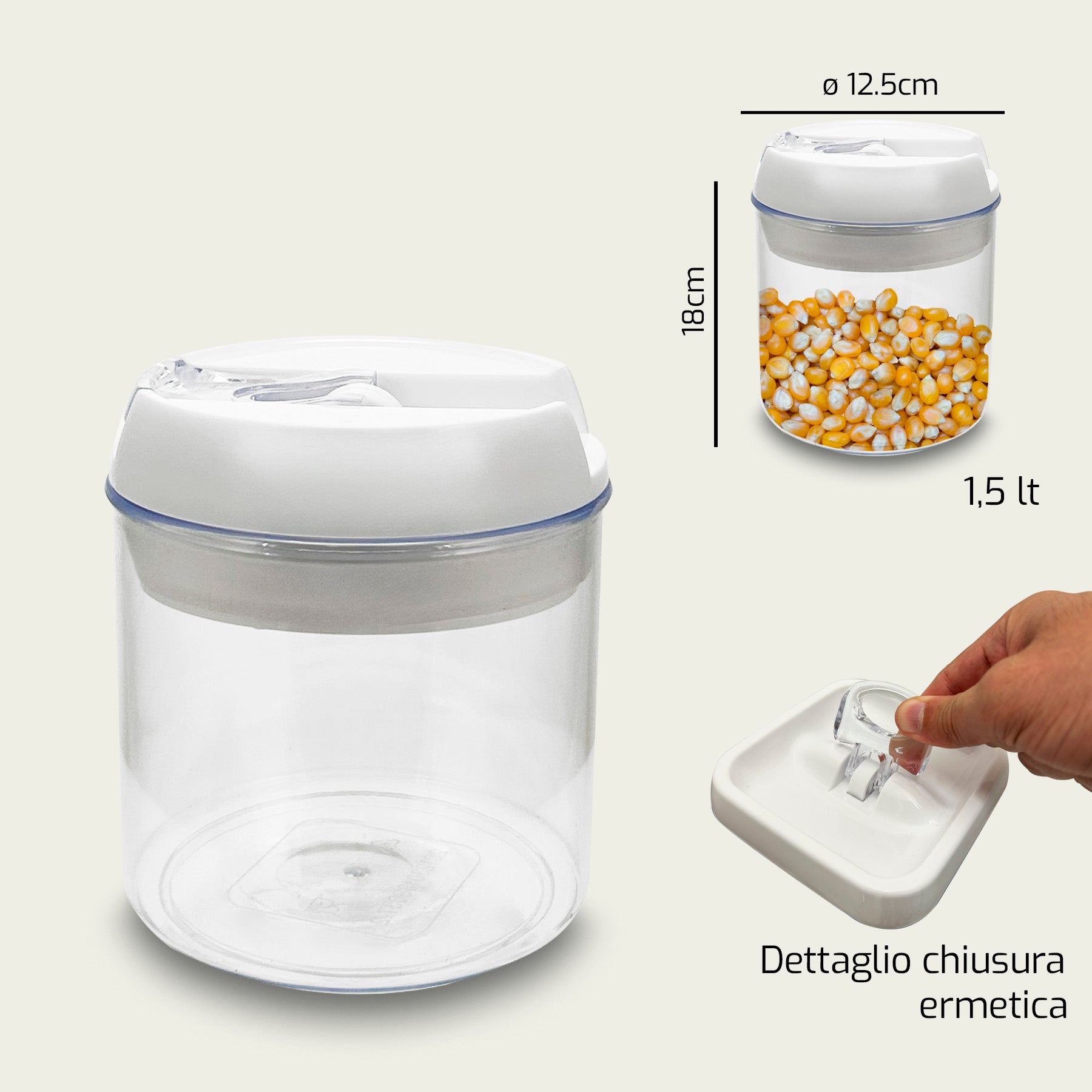 ARCA CONTENITORE ERMETICO 12,5X12,5 H.18