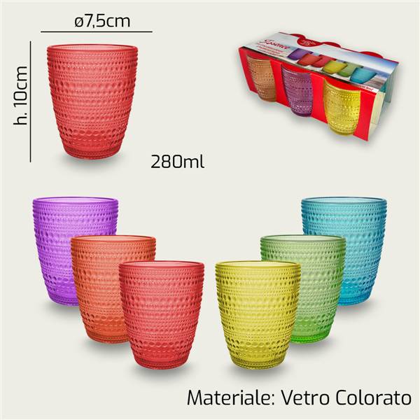 ARCA BICCHIERI 6PZ ESSENCE COLORATI 