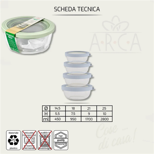 ARCA CONTENITORI 4PZ TONDO FRESKO C/COP