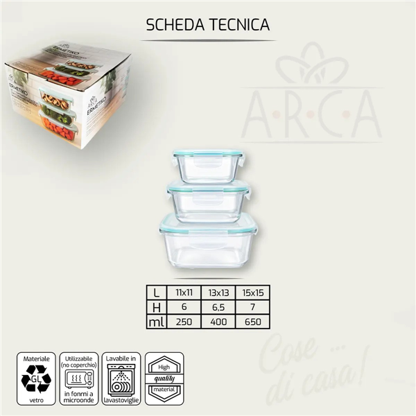 ARCA CONTENITORI QUADR 3PZ ERMETIKO 