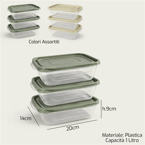 ARCA CONTENITORI RETTANG. 3PZ 1LT FRESCO 