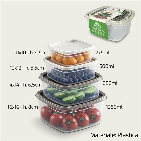 ARCA CONTENITORI QUADRATI 4PZ FRESCOBOX 
