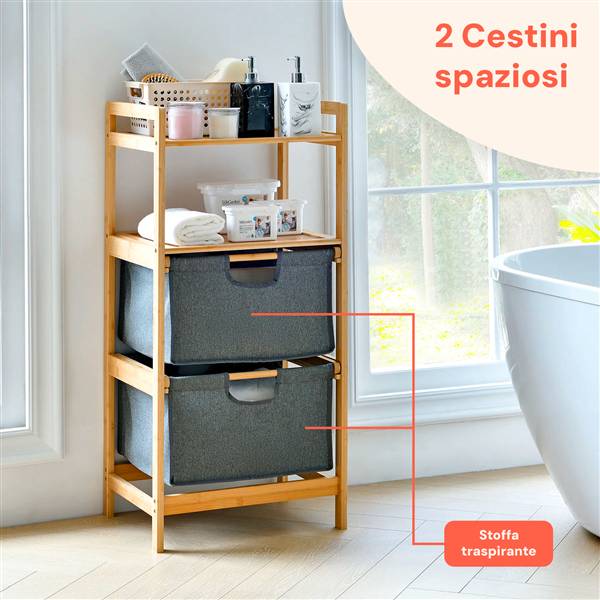 AVILIA PORTABIANCHERIA IN BAMBU 90X38X30 