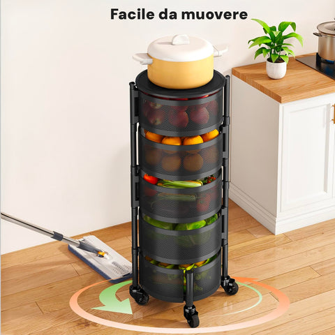 AVILIA CARRELLO RICHIUDIB NERO 32X32X90 CON RUOTE + 5 CESTELLI