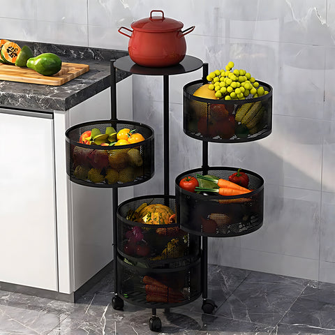 AVILIA CARRELLO RICHIUDIB NERO 32X32X90 CON RUOTE + 5 CESTELLI