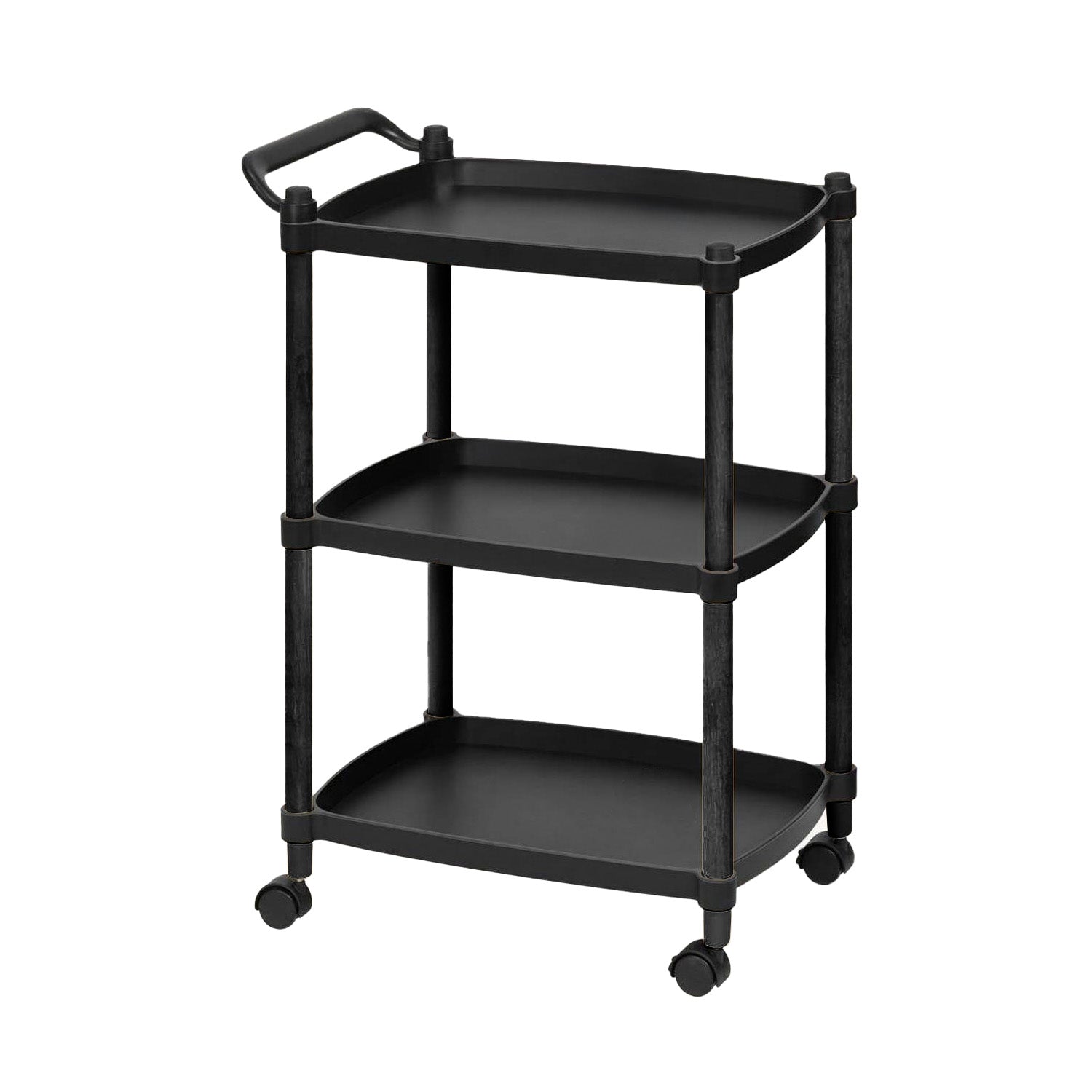 AVILIA CARRELLO SALVASPAZIO MULTIF NERO 4 RUOTE + 3 RIPIANI C/MANICO 46X33X74 - Infinity Home Store