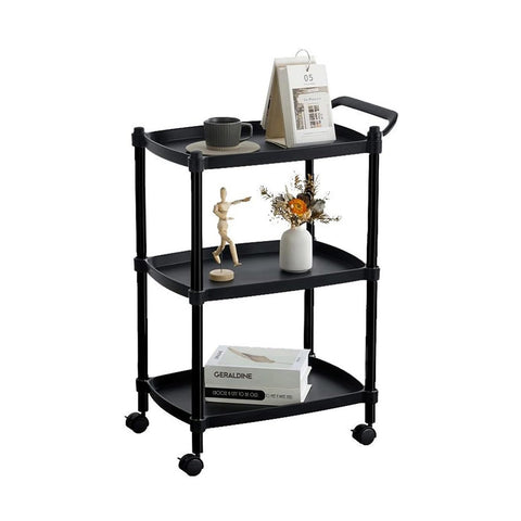 AVILIA CARRELLO SALVASPAZIO MULTIF NERO 4 RUOTE + 3 RIPIANI C/MANICO 46X33X74 - Infinity Home Store