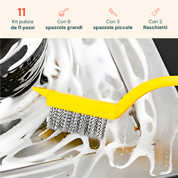 AVILIA KIT PULIZIA CASA DA 11PZ COMPLETO CON SPAZZOLE E EASCHIETTI MULTIUSO
