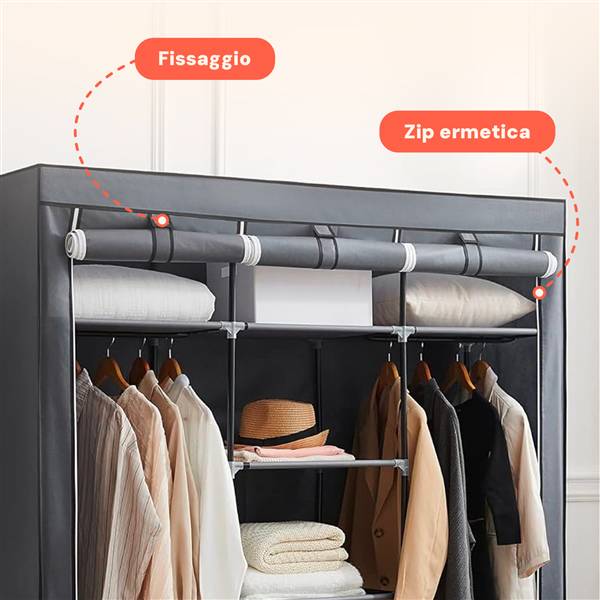 AVILIA ARMADIO P/OGGETTI CON TELO 9 RIPIANI 150X45X175CM