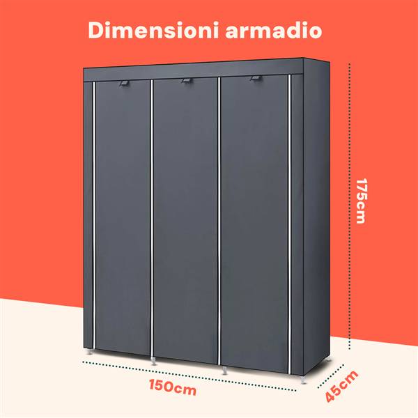 AVILIA ARMADIO P/OGGETTI CON TELO 9 RIPIANI 150X45X175CM