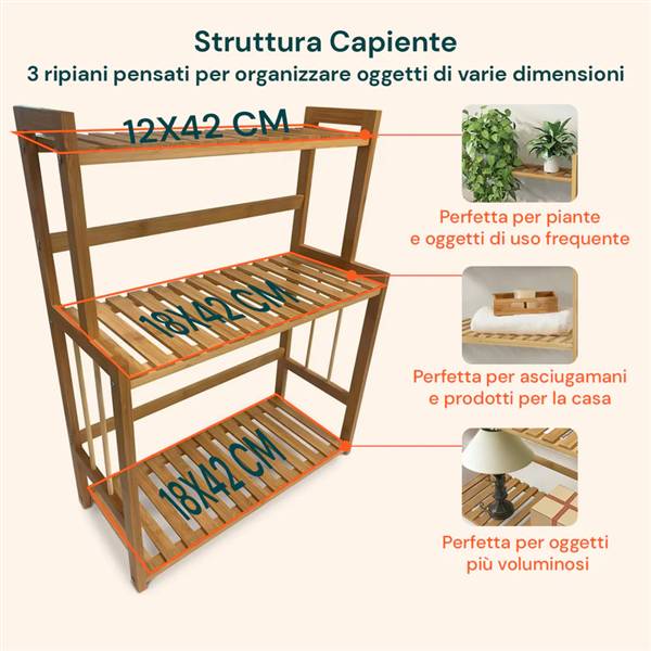 AVILIA ORGANIZER MULTIUSO BAMBU 3 RIPIAN 42X18X53 CM.