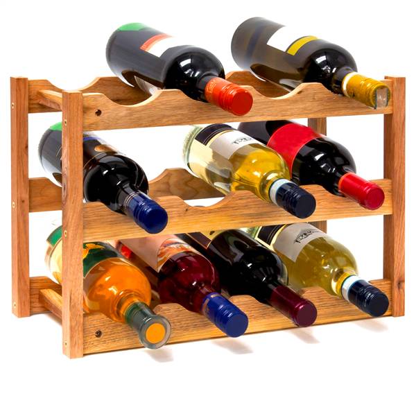 AVILIA ORGANIZER IN BAMBU CON 3 RIPIANI PER 12 BOTTIGLIE 42X21X28 CM.
