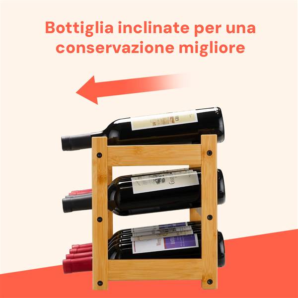 AVILIA ORGANIZER IN BAMBU CON 3 RIPIANI PER 12 BOTTIGLIE 42X21X28 CM.