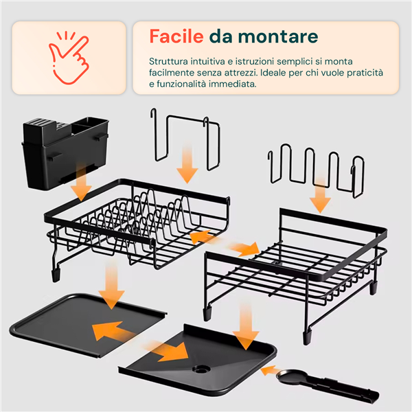 AVILIA SCOLAPIATTO DA CUCINA ESTENSIBILE MODULARE ANTIRUGGINE E CON PORTAPOSATE
