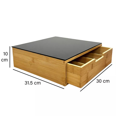 MMZ PORTACAPSULE IN BAMBU CON VETRO 31,5X30X10