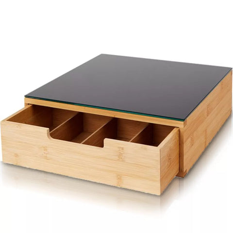 MMZ PORTACAPSULE IN BAMBU CON VETRO 31,5X30X10