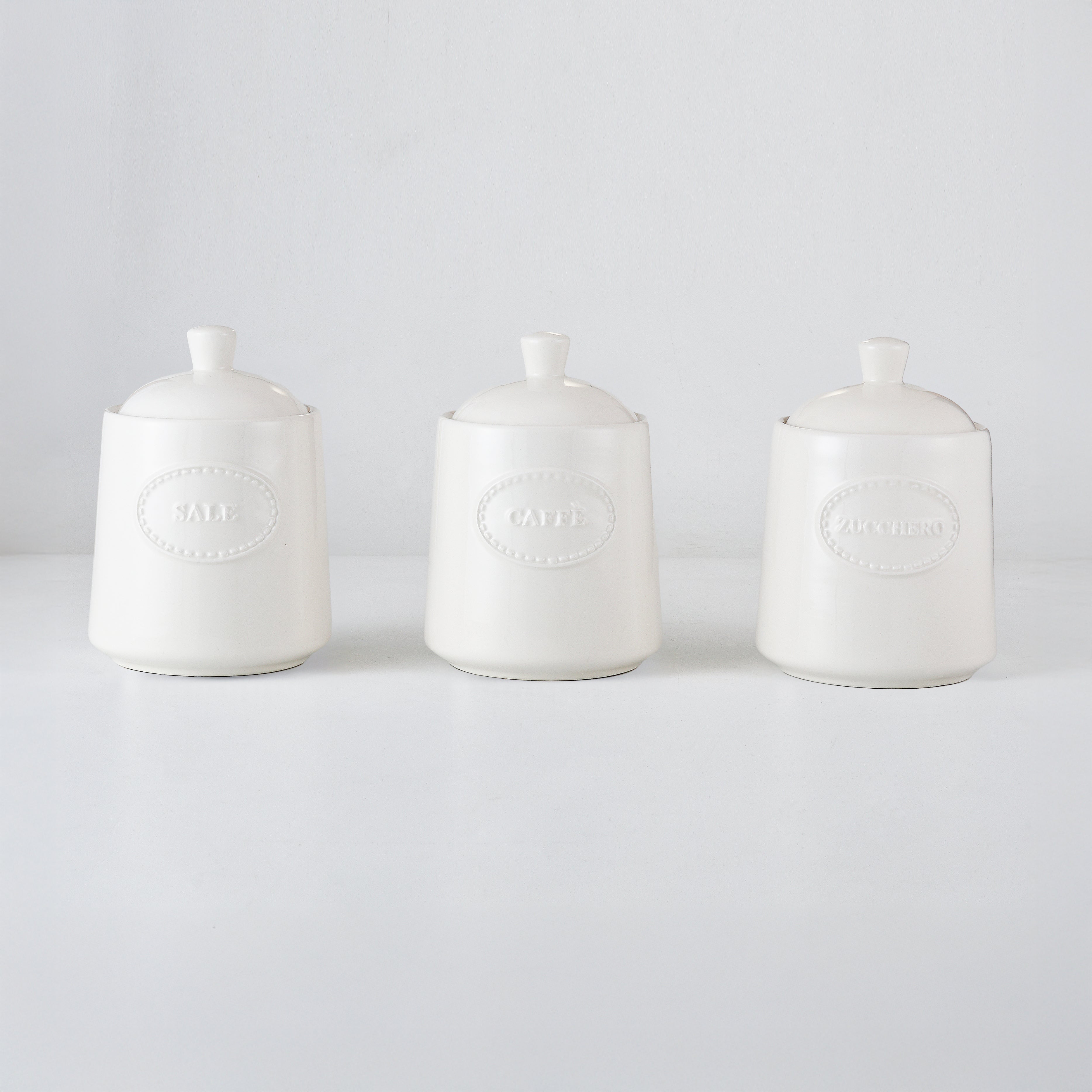 MMZ BARATTOLI 3PZ IN CERAMICA 500ML CM.9X9XH12,5 MODELLO CLASSIC