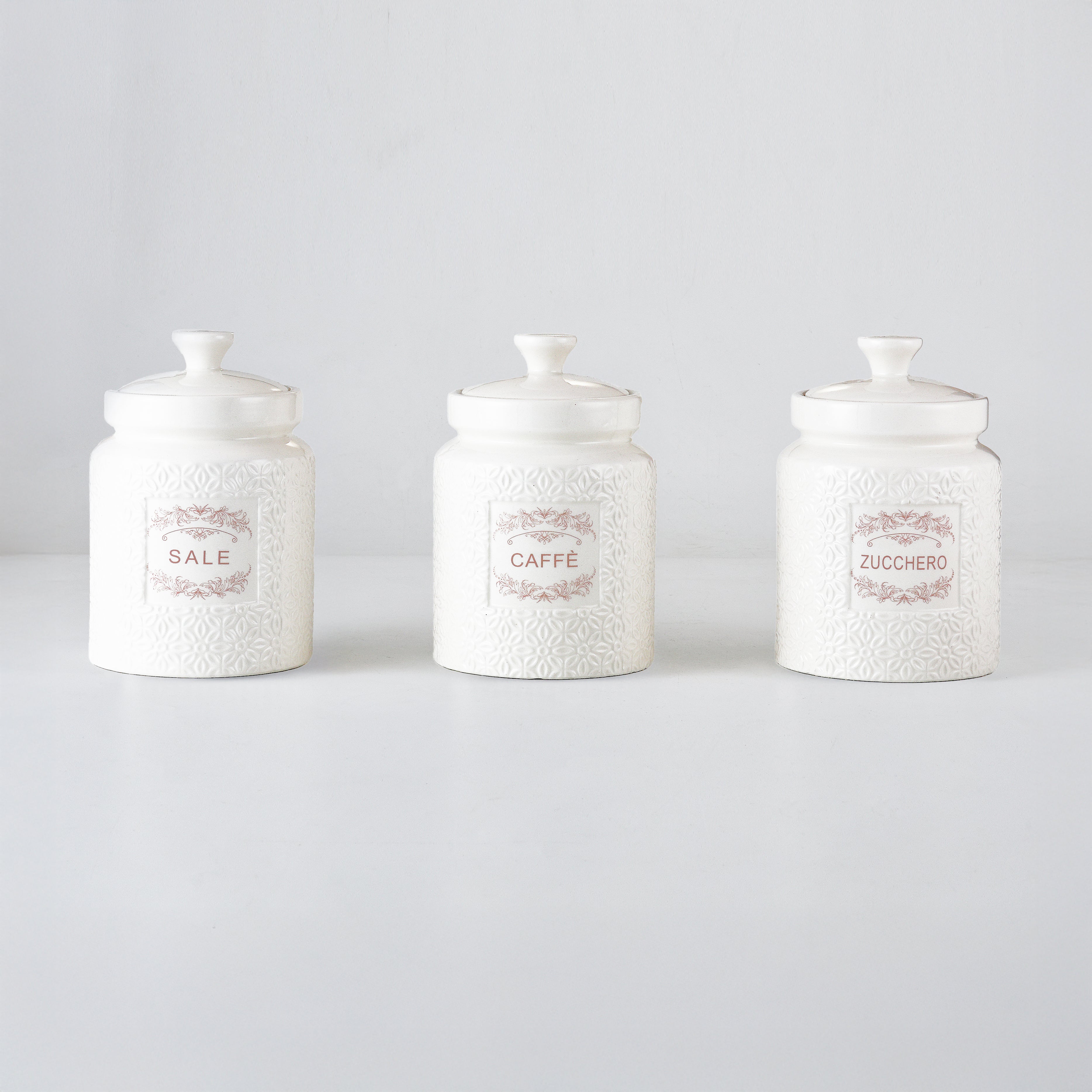 MMZ BARATTOLI 3PZ IN CERAMICA 500ML CM.9X9XH.13 MODELLO ELITE