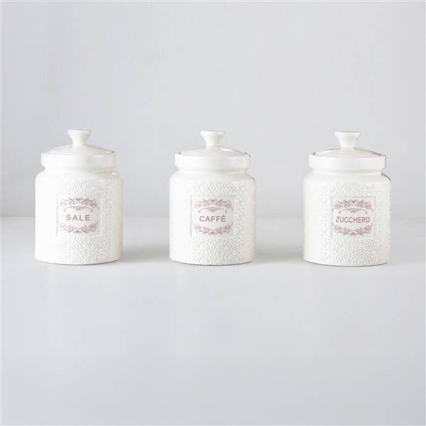 MMZ BARATTOLI 3PZ IN CERAMICA 500ML CM.9X9XH.13 MODELLO ELITE