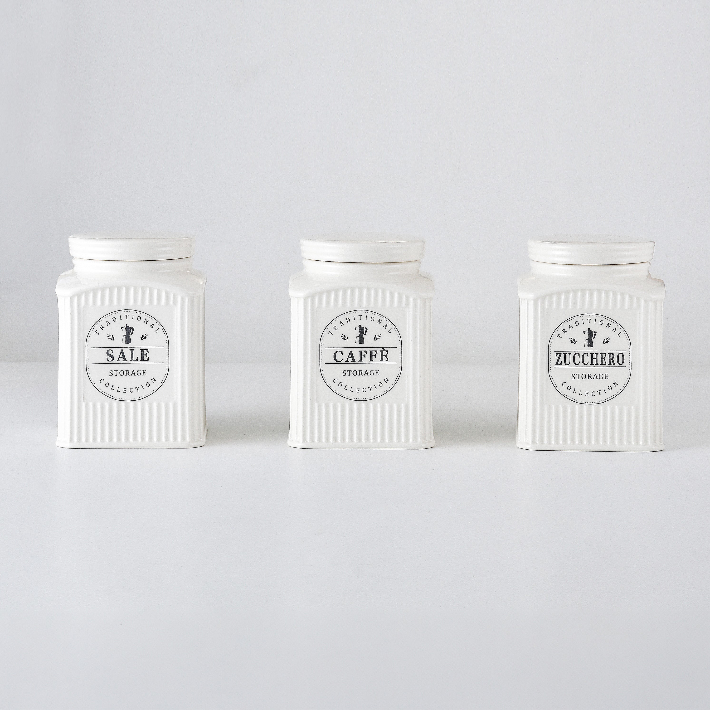 MMZ BARATTOLI 3PZ IN CERAMICA 500ML CM.9X9XH12,5 MODELLO PARIS