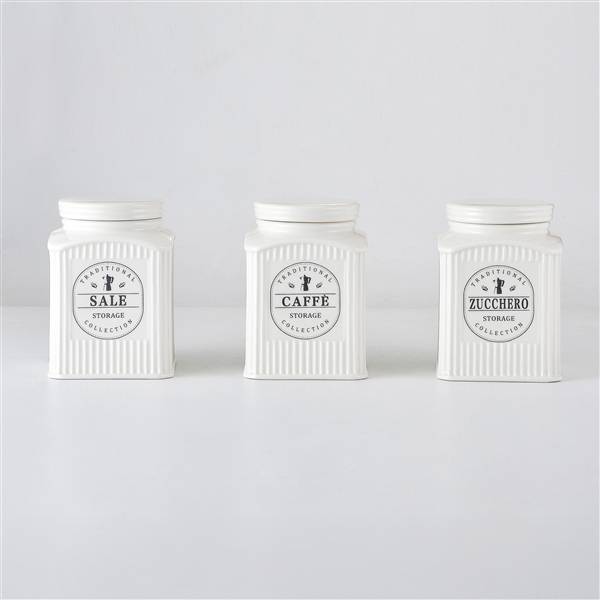 MMZ BARATTOLI 3PZ IN CERAMICA 500ML CM.9X9XH12,5 MODELLO PARIS