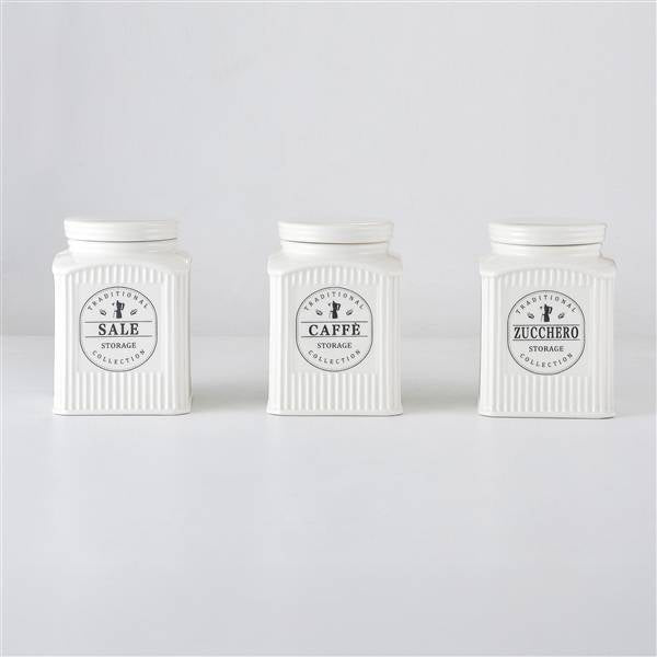 MMZ BARATTOLI 3PZ IN CERAMICA 500ML CM.9X9XH12,5 MODELLO PARIS