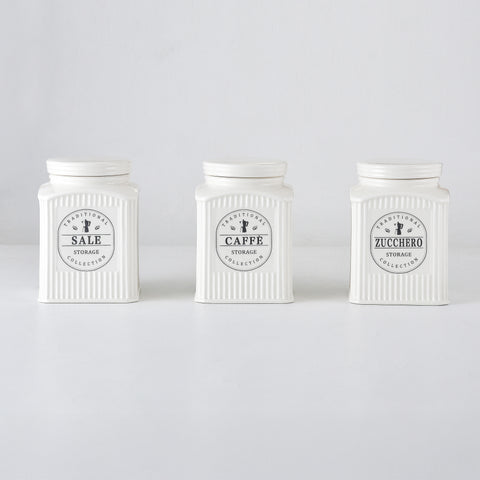 MMZ BARATTOLI 3PZ IN CERAMICA 500ML CM.9X9XH12,5 MODELLO PARIS