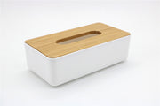 MMZ PORTASALVIETTE PLASTICA BIANCO CON COPERCHIO IN BAMBOO CM.24X13X7,5