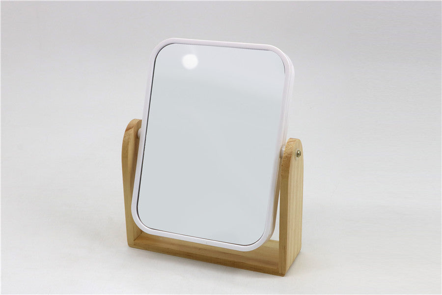 MMZ SPECCHIO DA TAVOLO BASCULANTE BIANCO CON SUPPORTO IN BAMBOO CM.16X5X20