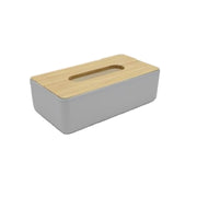 MMZ PORTASALVIETTE PLASTICA GRIGIO CON COPERCHIO IN BAMBOO CM.24X13X7,5