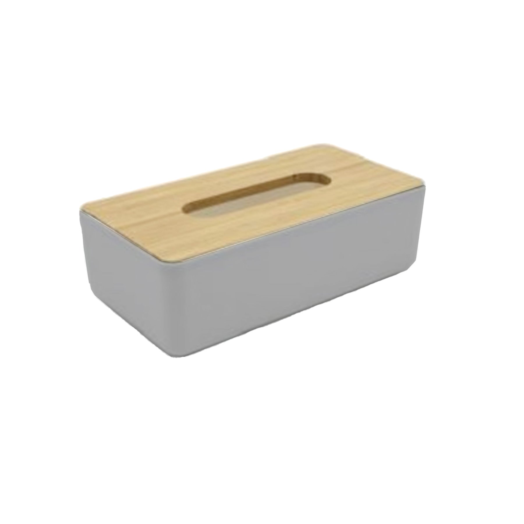 MMZ PORTASALVIETTE PLASTICA GRIGIO CON COPERCHIO IN BAMBOO CM.24X13X7,5