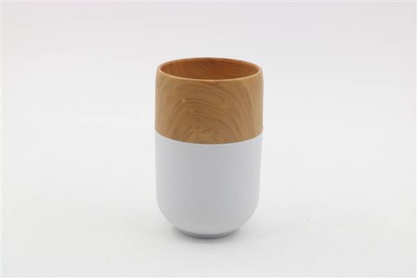MMZ PORTASPAZZOLINO PLASTICA BIANCO E BAMBOO DM7,5XH11,5