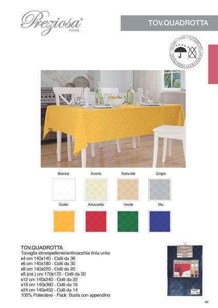 PREZIOSA TOVAGLIA QUADROTTA X18 