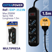 HD MULTIPRESA 3 USCITE SCHUKO C/INTERRUTTORE DI SICUREZZA ART.EXP3523N