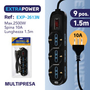 HD MULTIPRESA 6 POSTI BIPASSO 2 SCHUKO C/INTERRUTTORE DI SOVVRAC. ART.EXP2613N