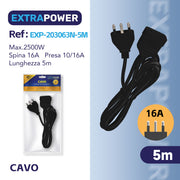 HD PROLUNGA 5MT SPINA 16A PRESA 10/16A ART.EXP203063N-5M