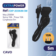 HD PROLUNGA 5MT SPINA 10A PRESA 10A ART.EXP203064N-5M
