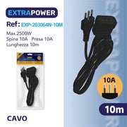 HD PROLUNGA 10MT SPINA 10A PRESA 10A ART.EXP203064N-10M