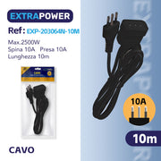 HD PROLUNGA 10MT SPINA 10A PRESA 10A ART.EXP203064N-10M