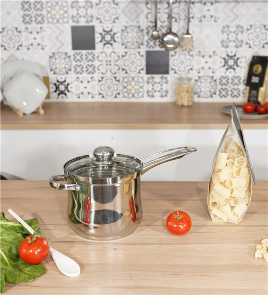 ARCA PENTOLA INOX FRIGGITRICE CM.18 CON COPERCHIO E DOPPIO MANICO