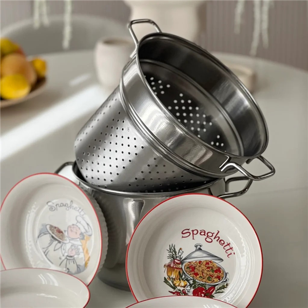 ARCA PENTOLA INOX 3PZ CM.20 CON CESTELLO E COPERCHIO VETRO