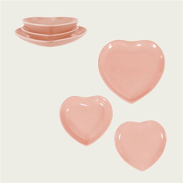 ARCA PIATTO DESSERT CM.20 CUORE ROSA 