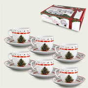 ARCA TAZZINE 6PZ C/PIATTINO C.TREE XMAS NATALE