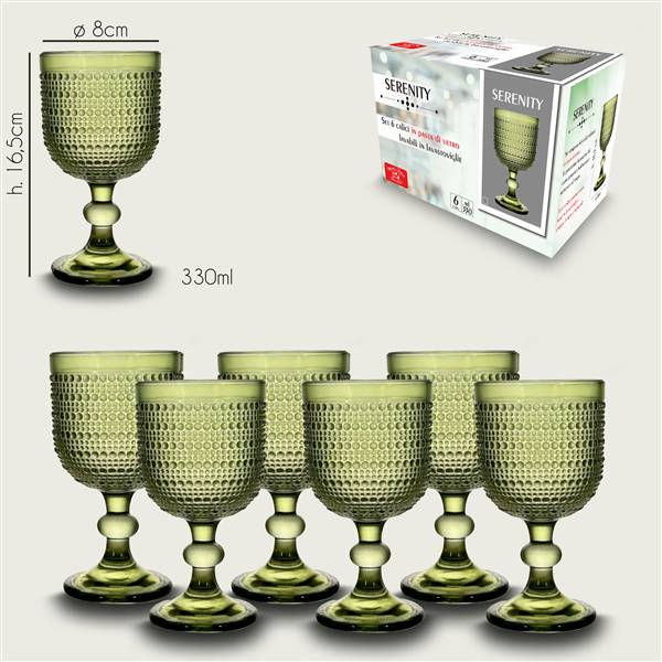 ARCA CALICI 6PZ SERENITY VERDE 250ML 